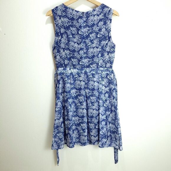 NWOT AngelEye London Geo Floral Blue Gray Dress - Picture 9 of 12